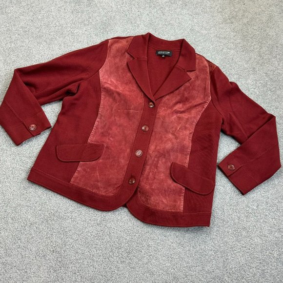 - Jones New York Suede Leather & Stretchy Rayon Jacket Size IX           - T1799 - Picture 1 of 7